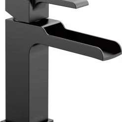 Delta Faucet Ara Single Handle Channel Spout 4-in Centerset Bathroom Sink Faucet, Matte Black
