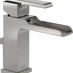 Delta Ara 1-Handle Channel Bathroom Faucet With Metal Pop-Up, Stainless Steel