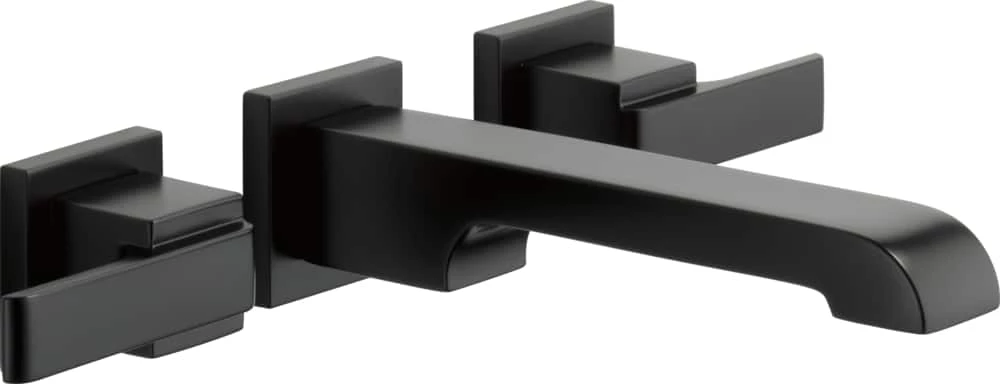 Delta Faucet Ara Double Handle Wall Mount Bathroom Sink Faucet Trim, Matte Black