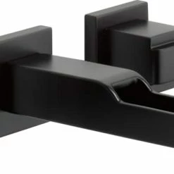 Delta Ara 2-Handle Wall Mount Bathroom Faucet With Channel Spout, Matte Black