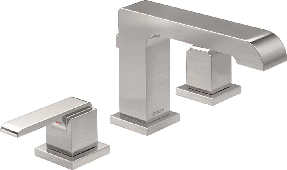 Delta Ara 2-Handle Wide Spread Bathroom Faucet, Stainless Steel