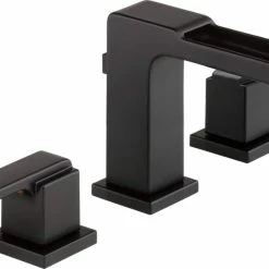 Delta Ara 2-Handle Wide Spread Bathroom Faucet With Channel Spout, Matte Black