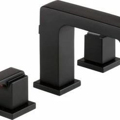 Delta Ara 2-Handle Wide Spread Bathroom Faucet, Matte Black