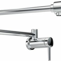 Delta Faucet Contemporary Wall Mount Pot Filler Faucet With Lever Handle, Polished Chrome