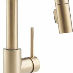 Delta Trinsic 1-Handle Pull-Down Bar/Prep Faucet With LED Signals, Champagne Bronze