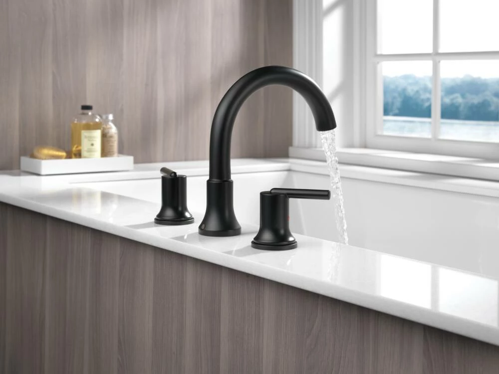 Delta Faucet Trinsic Roman Double Handle Bathtub & Shower Faucet Trim, Matte Black - Image 2